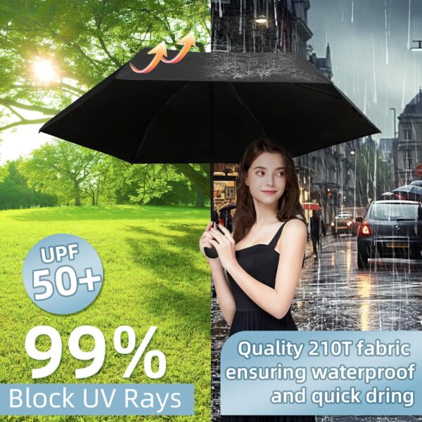 Compact Travel Umbrella, Small Pocket Mini Umbrella for Purse Wallet, UV Sun Rain Umbrellas for Backpack, Portable Folding Umbrellas for Women Kids - Image 5