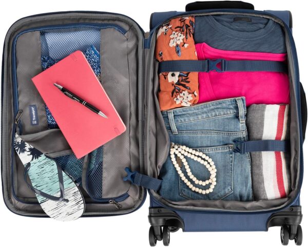 Travelpro Tourlite Softside 2-Piece Set, Expandable Luggage with 4 Spinner Wheels, Lightweight Suitcase, 21" Carry-On, 25" Checked Medium, Blue - Image 3