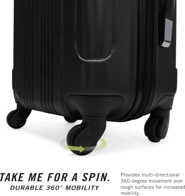 Kenneth Cole REACTION Out of Bounds Lightweight Hardshell 4-Wheel Spinner Luggage, Midnight Black, 2-Piece Set (20" & 28") - Image 4