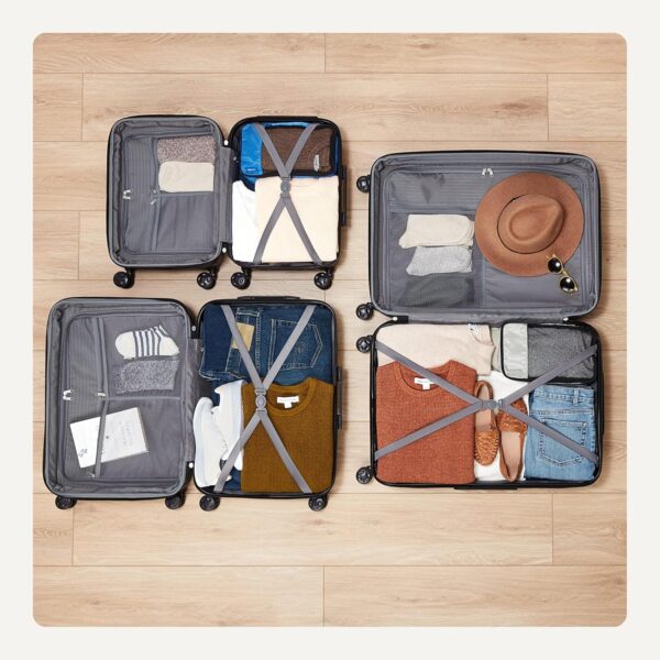 Amazon Basics 3-Piece Set (21", 26", 30"), Hardshell Suitcases With Wheels, Expandable For Up to 25% More Space, With Scratch-Resistant Surface, Four Multi-directional Wheels, Orange - Image 4