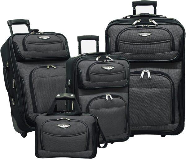 Travel Select Amsterdam Expandable Rolling Upright Luggage, Gray, 4-Piece Set