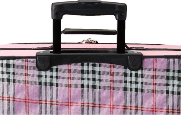 Rockland Fashion Softside Upright Luggage Set, Telescoping Handles, Pink Cross, 4-Piece (14/19/24/28) - Image 6