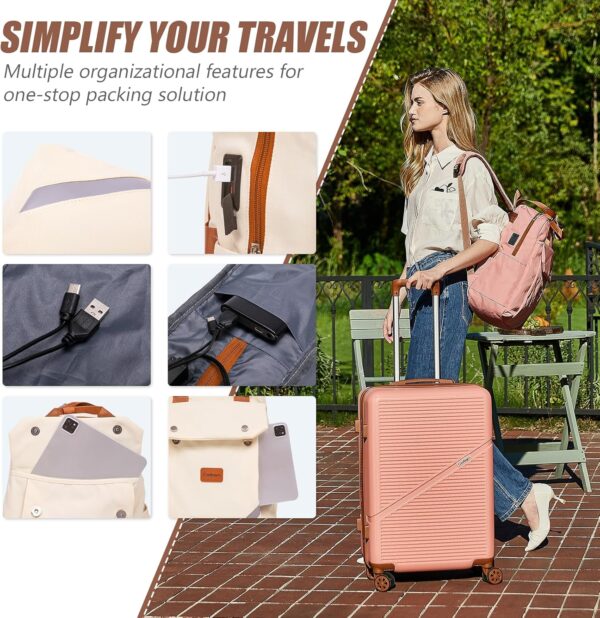 3-Piece Carry On Luggage Set 22x14x9 Airline Approved, 20 Inch Lightweight ABS Suitcases with Wheels and TSA Lock - Durable Waterproof Travel Suitcase Set - Image 6