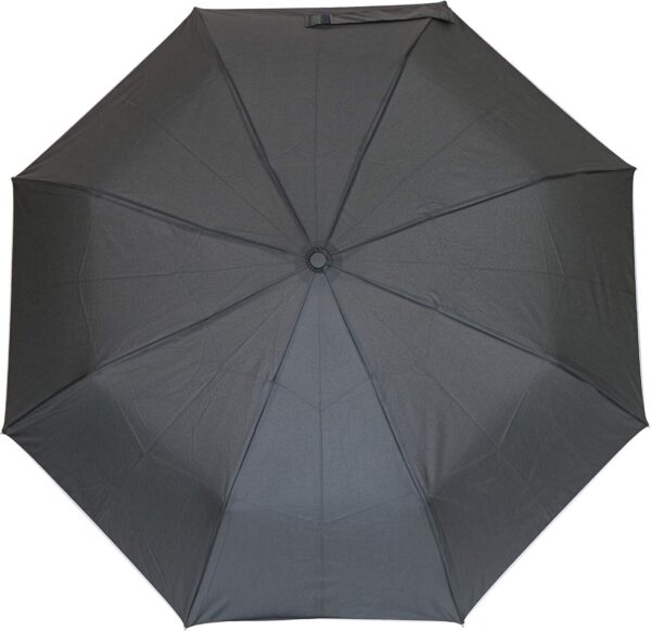West Chester UMB340/OS Tri-Fold Umbrella - Black, 40 in., Pongee, Automatic Opening Umbrella with Fiberglass Ribs, Metal Shaft, Gray Trim - Image 4