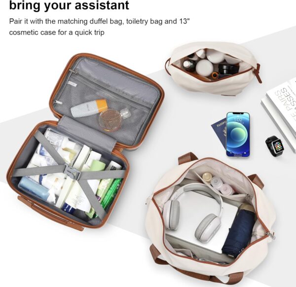 Joyway Luggage Set 3 Piece Suitcase Sets with Spinner Wheel,Hardside Expandable Travel Laggage with TSA Lock (13/20/24/28 White brown - Image 5