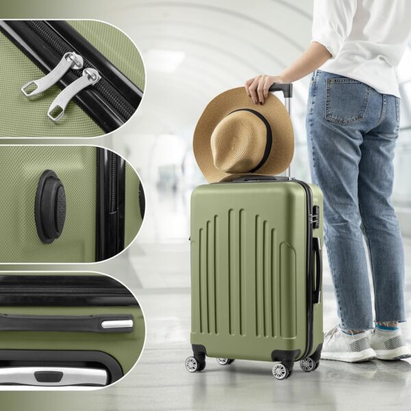 Karl home Luggage Set of 3 Hardside Suitcase Sets with TSA Lock 4 Spinner Wheels, ABS Lightweight Trolley Travel Case for Carry On Check-in Business Trip, Green (20/24/28) - Image 7