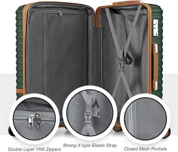 Joyway Carry On Luggage 20 Inch Expandable Suitcase with Spinner Wheel, 4 Piece Hard Shell Luggage Set with TSA Lock(Green brown) - Image 8