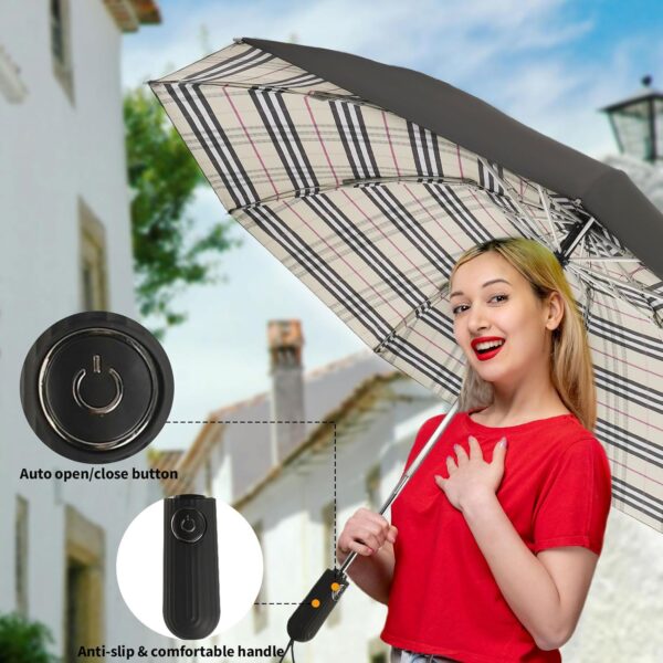 Umbrella,Travel Umbrella Compact Inverted Auto Open Umbrellas for Rain - Windproof Compact Design for Women & Men, Portable Small Reverse Folding Umbrella Perfect for Outdoor & Car Use - Image 4