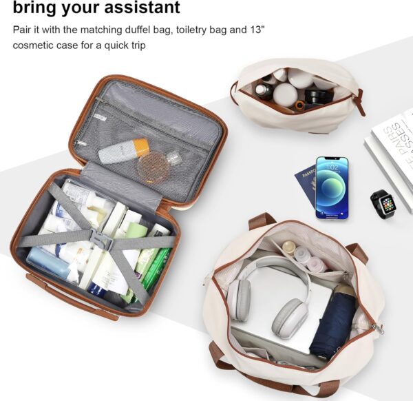 Joyway Carry On Luggage 20 Inch Expandable Suitcase with Spinner Wheel, 4 Piece Hard Shell Luggage Set with TSA Lock(White brown) - Image 5