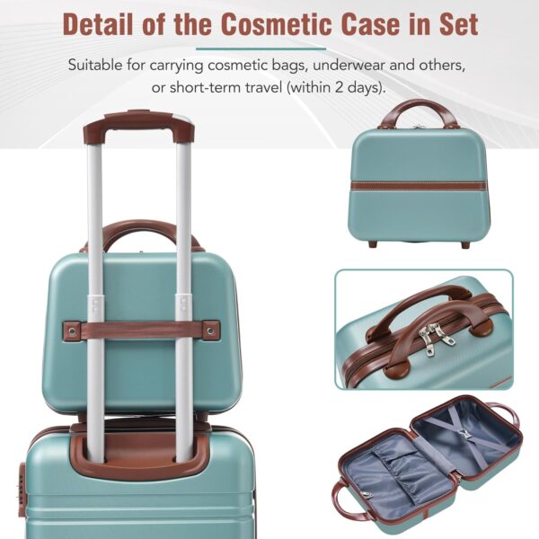 Merax Luggage Set 3 Piece Suitcase Set with Cosmetic Case Expandable Spinner Wheels Vintage Luggage Sets (Blue Green,20"+24"+28") - Image 6