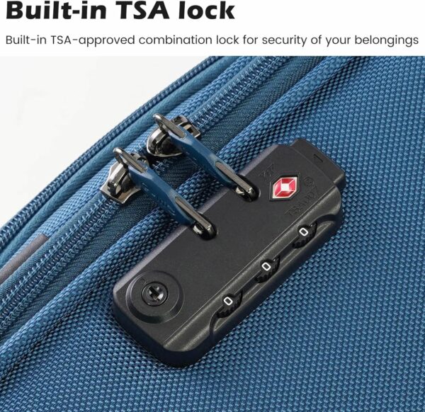 Coolife Luggage 4 Piece Set Suitcase TSA Lock Spinner Softshell lightweight (dark green) - Image 2