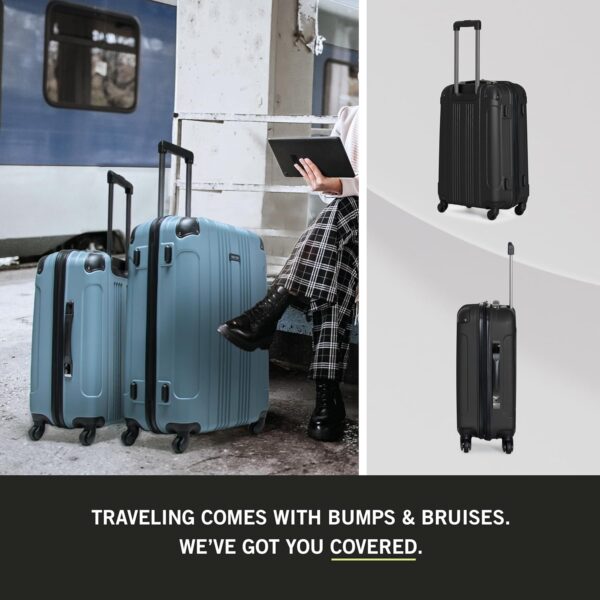 Kenneth Cole REACTION Out of Bounds Lightweight Hardshell 4-Wheel Spinner Luggage, Midnight Black, 2-Piece Set (20" & 28") - Image 2