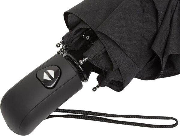 Amazon Basics Round Travel Umbrella for Rain, Wind-proof Compact Umbrella with Wind Vent, Auto Open/Close, Strong Alloy Steel Frame, Compact Size for Backpacks/Handbags (11" Long When Closed), One Size, Black - Image 5