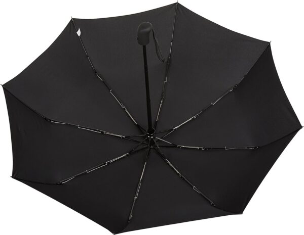 Amazon Basics Round Travel Umbrella for Rain, Compact Umbrella with Auto Open/Close, Strong Alloy Steel Frame, Compact Size for Backpacks/Handbags (11" Long When Closed), One Size, Black - Image 6