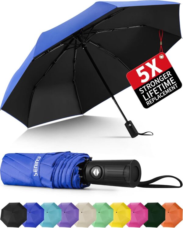 Seniny Windproof Travel Umbrella, Automatic Umbrellas for Rain, Portable & Compact Umbrella for Backpack, Strong UV Umbrella for Protection, Folding Small Umbrella for Car, Sun Umbrella for Walking