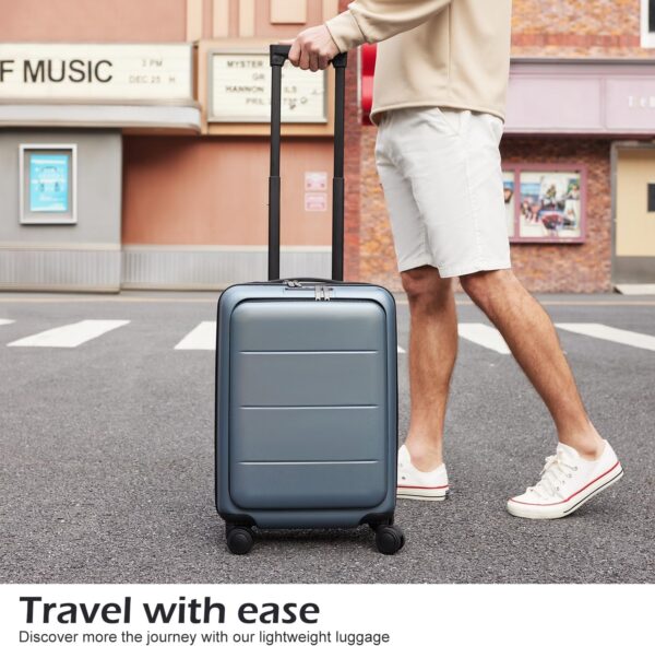 COOLIFE Luggage Suitcase Piece Set Carry On ABS+PC Spinner Trolley with pocket Compartmnet Weekend Bag(Night navy, 2-piece Set) - Image 2