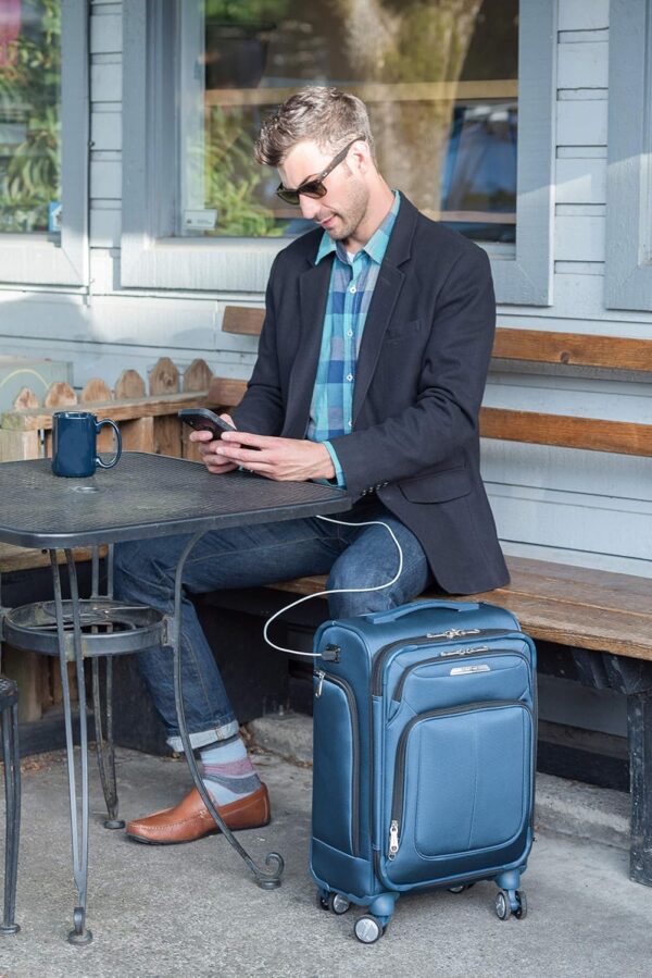 Samsonite Solyte DLX Softside Expandable Luggage with Spinner Wheels, Mediterranean Blue, 2-Piece Set (20/25) - Image 4