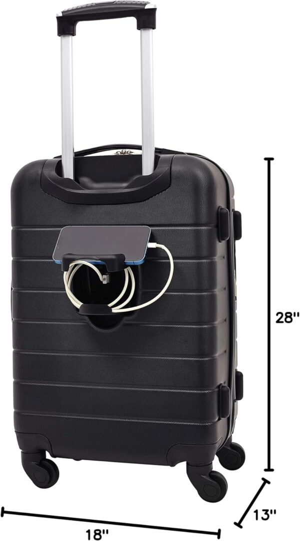 Wrangler Smart Luggage Cup Holder and USB Port, Black, 3 Piece Set - Image 8