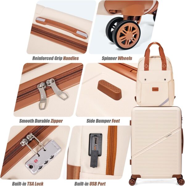 3-Piece Carry On Luggage Set 22x14x9 Airline Approved, 20 Inch Lightweight ABS Suitcases with Wheels and TSA Lock - Durable Waterproof Travel Suitcase Set - Image 3