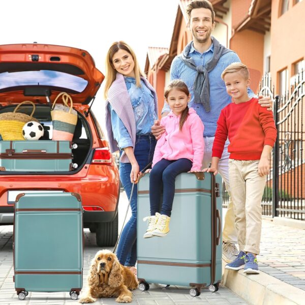 Merax Luggage Set 3 Piece Suitcase Set with Cosmetic Case Expandable Spinner Wheels Vintage Luggage Sets (Blue Green,20"+24"+28") - Image 8