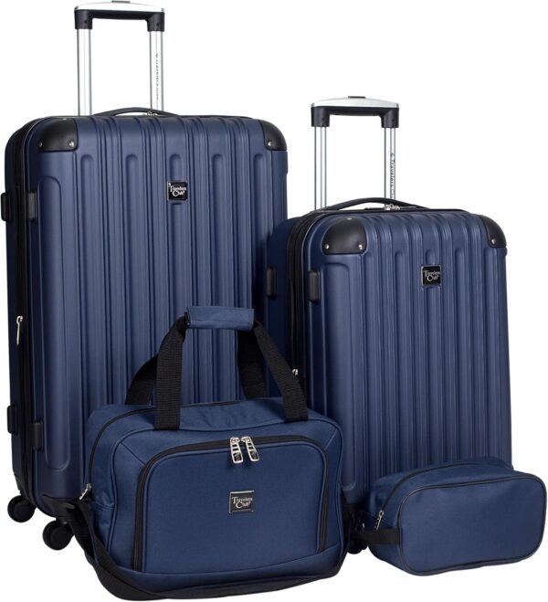 Travelers Club Midtown Hardside Luggage Travel, Navy Blue, 4-Piece Set