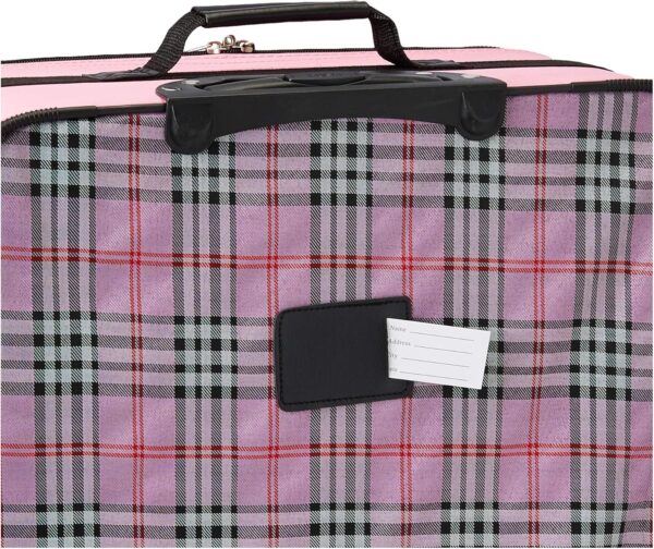 Rockland Fashion Softside Upright Luggage Set, Telescoping Handles, Pink Cross, 4-Piece (14/19/24/28) - Image 4