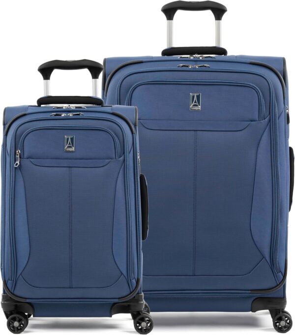 Travelpro Tourlite Softside 2-Piece Set, Expandable Luggage with 4 Spinner Wheels, Lightweight Suitcase, 21" Carry-On, 25" Checked Medium, Blue