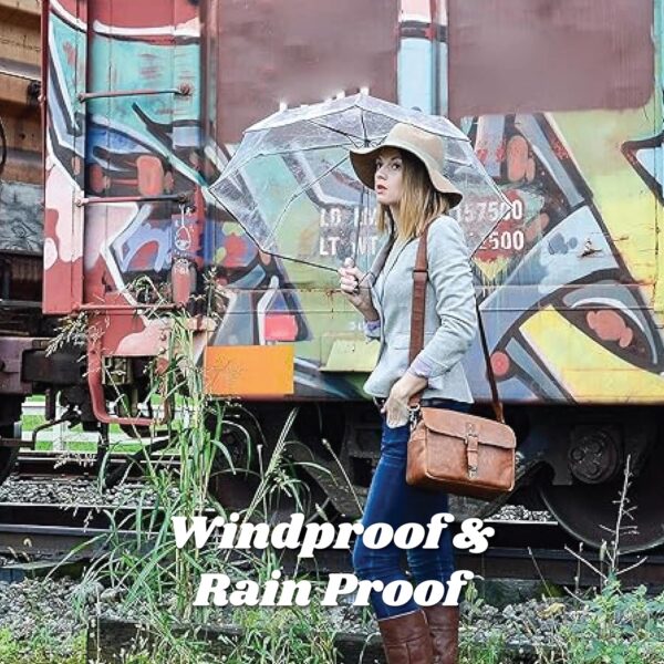 Totes Women's Ultra Clear Auto Open Compact Umbrella, Black - Image 4