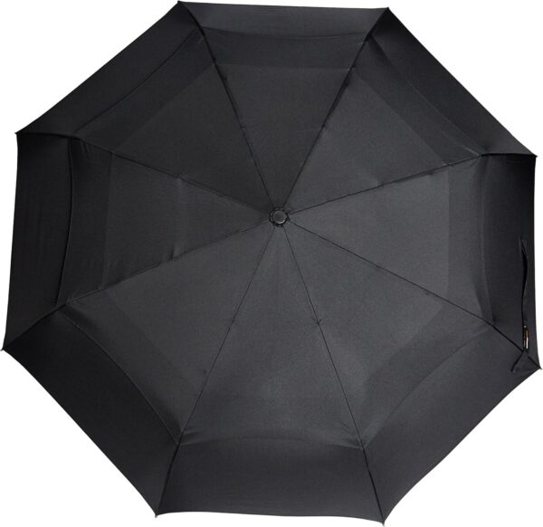 Amazon Basics Round Travel Umbrella for Rain, Wind-proof Compact Umbrella with Wind Vent, Auto Open/Close, Strong Alloy Steel Frame, Compact Size for Backpacks/Handbags (11" Long When Closed), One Size, Black - Image 2
