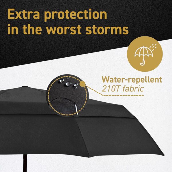 Windproof Travel Umbrellas for Rain - Lightweight, Strong, Compact with & Easy Auto Open/Close Button for Single Hand Use - Double Vented Canopy for Men & Women - Image 4