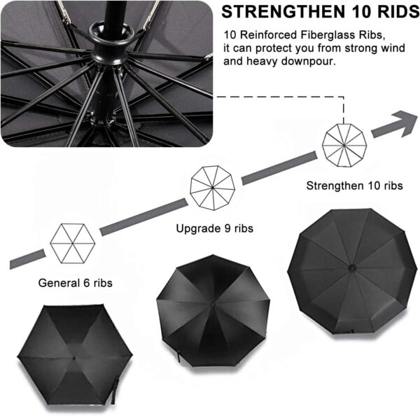 TradMall 2 Pack Travel Umbrella Windproof 46/56 Inches Large Canopy Reinforced Fiberglass Ribs Auto Open & Close - Image 5