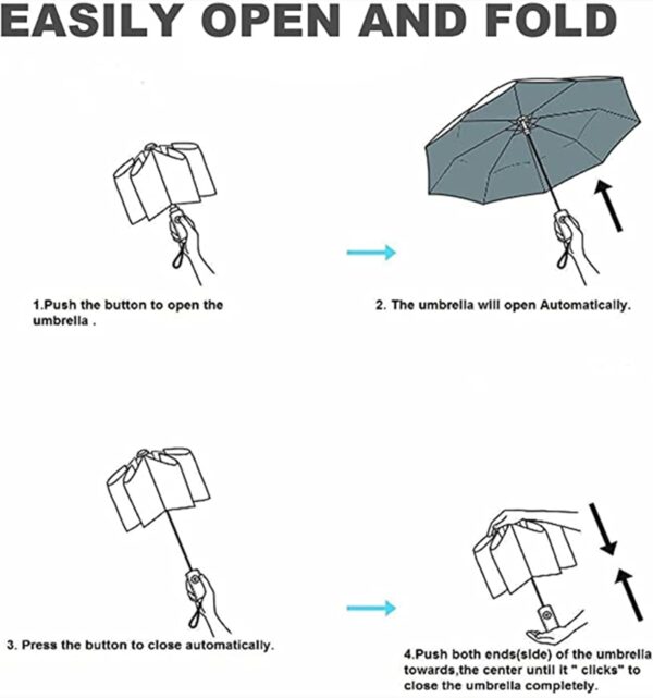 Inverted Reverse Golf Umbrella 10 Ribs Travel Folding Lightweight Compact Portable Backpack Outdoor,Sun/Rain,Anti 99 UV Protection UPF 50, Automatic Open/Close,Men Women Carabiner Handle Design - Image 2