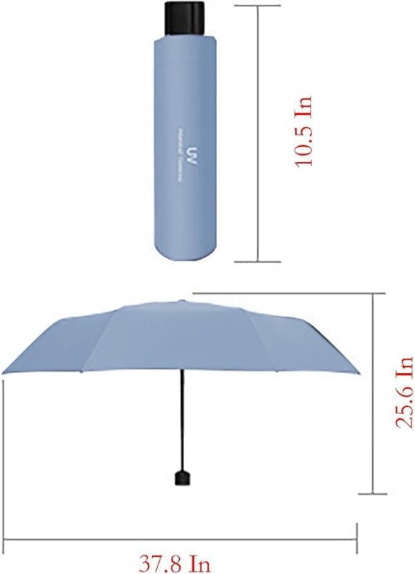 Yansanido Rainproof and Sunshade Manual Umbrella, 37.8 Inch x 25.6 Inch 8 Ribs Blue Windproof Folding Umbrella for Outdoors and Travel - Image 2