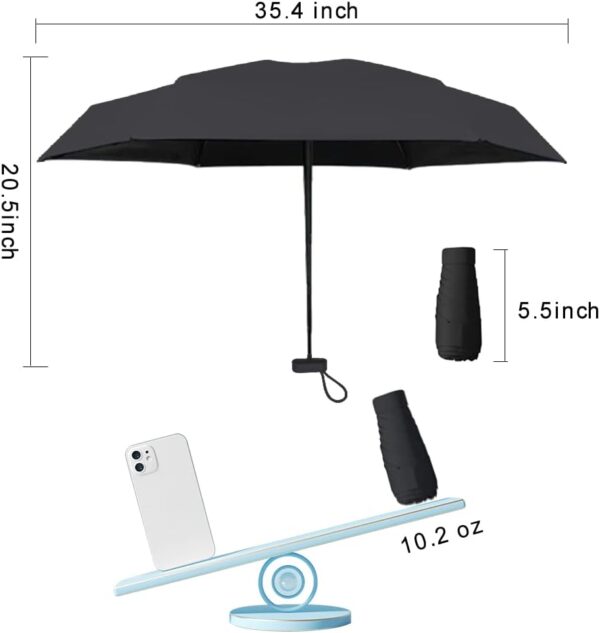 ESUFEIR Travel Sun Rain Umbrella With Case - Compact UV Protection for Walking, Lightweight & Portable Windproof Parasol for Women and Men - Image 6