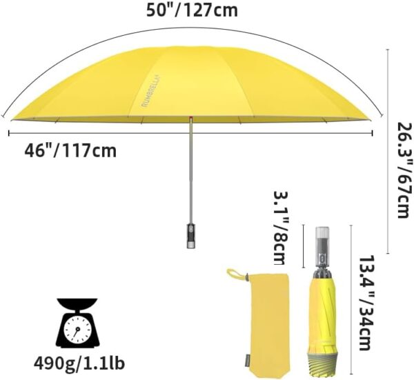 RUMBRELLA Inverted Folding Umbrella for Rain, 50 Inch Anti-UV Protection Automatic Car Travel Umbrella with Safety Reflective Strip - Image 6