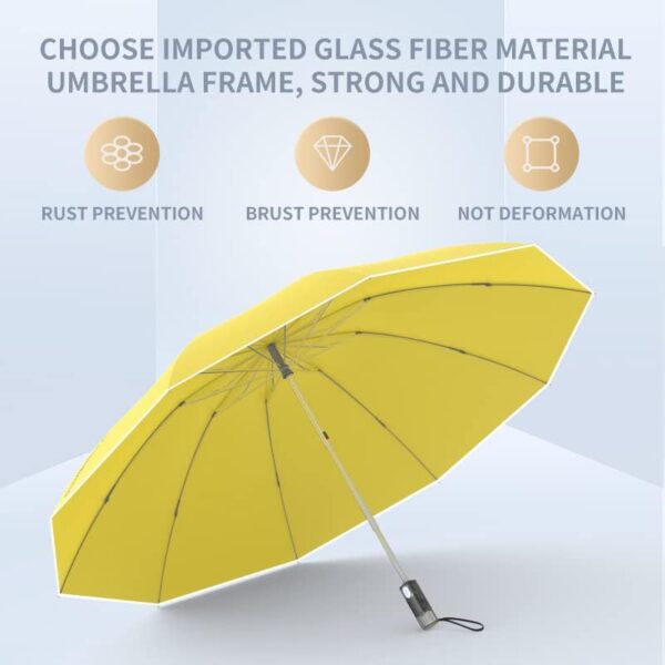 RUMBRELLA Inverted Folding Umbrella for Rain, 50 Inch Anti-UV Protection Automatic Car Travel Umbrella with Safety Reflective Strip - Image 5