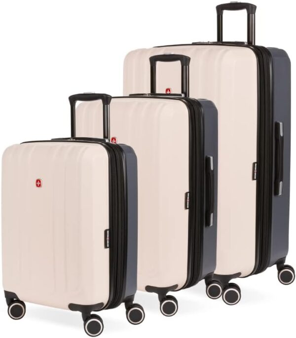 SwissGear Duet Hardside Expandable Luggage with Spinner Wheels, Pink/Dark Grey, 3-Piece Set (19/24/28)