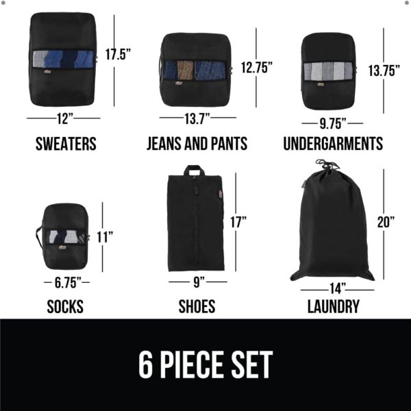 GORILLA GRIP 6 Set Packing Cubes, Travel Essentials for Suitcase, Mesh Organizer Bags for Clothes Toiletries Shoes and Laundry, Luggage and Carry On Airplane Accessories, Traveling Must Haves Black - Image 3
