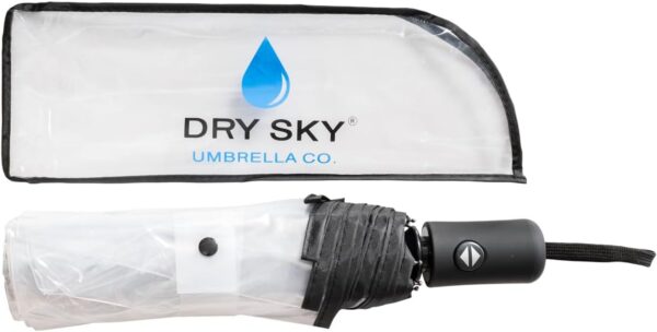 Clear, Windproof Travel Umbrella for Rain - One-Click Auto Open and Close, Durable & Compact Umbrella, Strong Fiberglass Frame, Waterproof Canopy - Backpack, Purse, Portable Umbrella for Travel