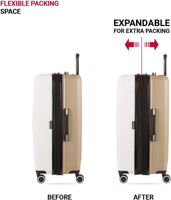 SwissGear Duet Hardside Expandable Luggage with Spinner Wheels, Ivory/Taupe, Checked-Large 28-Inch - Image 6