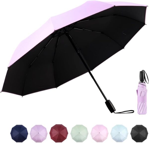 SoulRain 46" Travel Sun & rain Umbrella, Lightweight Windproof Umbrella, Portable Lightweight Compact Parasol with 95% UV Protection for women and men