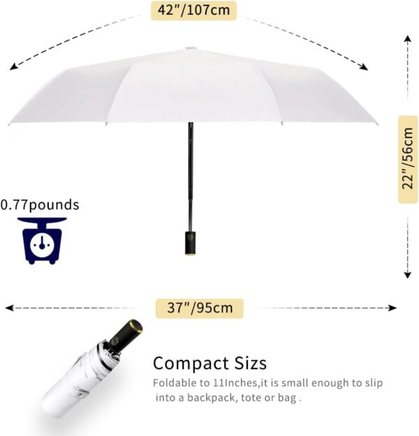 Cuby UV Sun Umbrella Compact Folding Umbrella lightweight Portable Manual Travel Umbrella for Rainproof & 99% UV Protection with Black Anti-UV Coating - Image 5