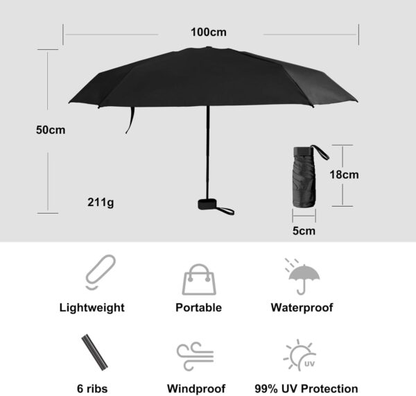 GUARAY Mini Umbrella with Case – Lightweight Folding Compact Travel Accessory, Small Sun Umbrella UV Protection for Girls, Kids & Adults, Fits in Purse Pocket Backpack - Image 6