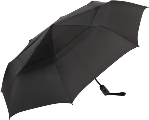 ShedRain Vortex Automatic Compact Folding Windproof Travel Umbrella – Push Button Open & Close - Rain & Windproof Vented Double Canopy – Protect from Rain, Sun & Wind - Wind Tunnel Tested to 75 mph