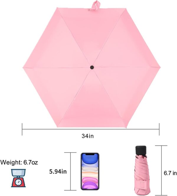 GAOYAING Compact Travel Umbrella with Case Lightweight Small and Compact Pocket Baby Pink - 34 Inches 2024 - Image 3