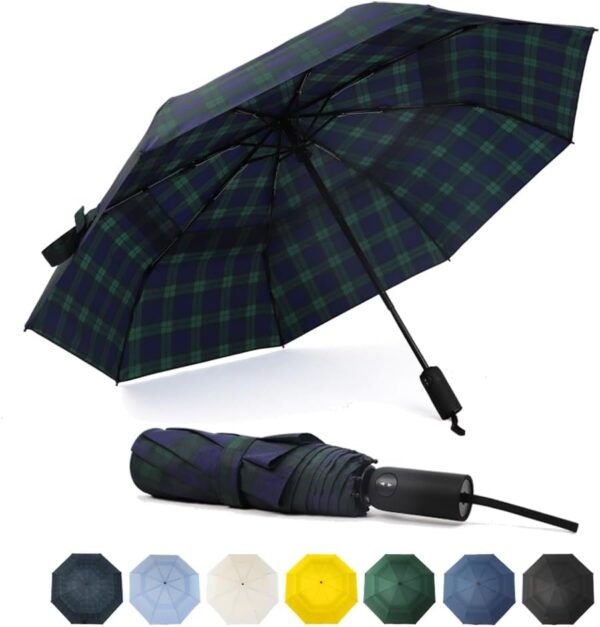 SoulRain Travel Umbrella - Windproof and Compact Umbrella for Rain - Perfect Large Auto Folding Umbrella - Ideal Car umbrella, Golf umbrella, and Travel Companion