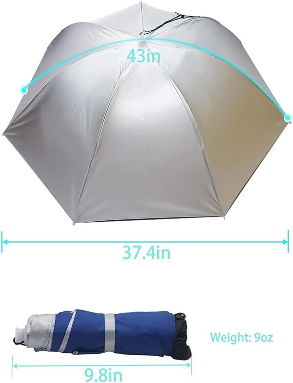 Umbrella Hat, 37 inch Fishing Umbrella Hat Hands Free Foldable UV Protection Umbrella Cap Adjustable Headwear for Fishing Golf Camping Beach Gardening Sunshade Outdoor - Image 6