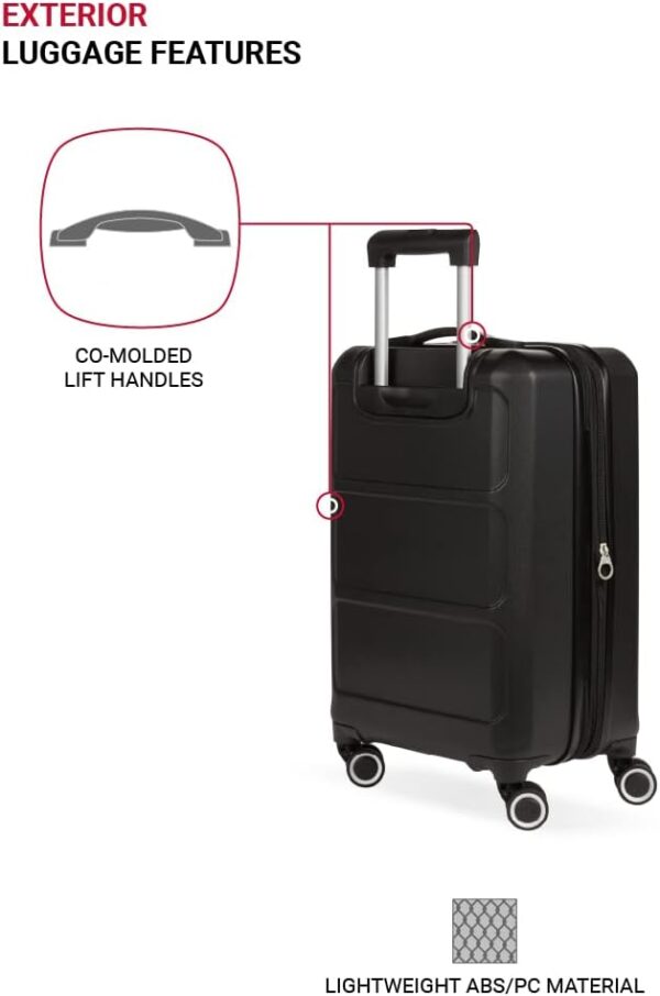 SwissGear 8090 Hardside Expandable Luggage with Spinner Wheels, Black, Carry-On 20-Inch - Image 3