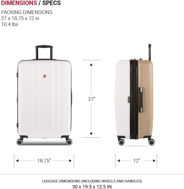 SwissGear Duet Hardside Expandable Luggage with Spinner Wheels, Ivory/Taupe, Checked-Large 28-Inch - Image 5