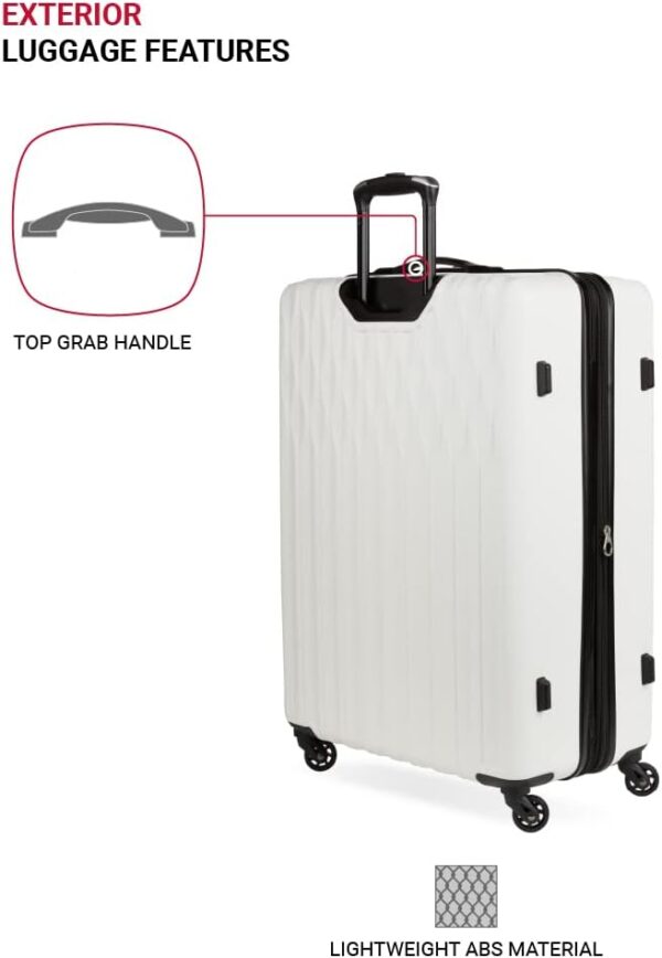 SwissGear 8018 Hardside Expandable Luggage with Spinner Wheels, White, 3-Piece Set (20/24/27) - Image 3